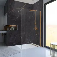 Schulte douchewand - inloopdouche - 120x200 - koper mat geborsteld - transparant veiligheidsglas - antikalk