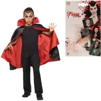 Widmann Halloween Dracula/vampier verkleed set - voor kinderen - cape en tanden - rood/zwart
