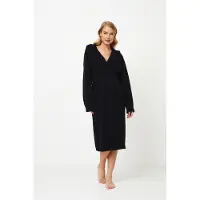 Aruelle Zwarte damesbadjas Rory-capuchon-ochtendjas-luxury bathrobe-maat L