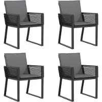 The Living Store - Tuinstoelen - 4 - st - met - kussens - poly - rattan - zwart