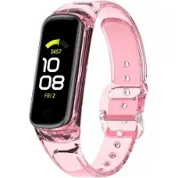 Strap-it TPU Smartwatch bandje - Geschikt voor Samsung Galaxy Fit 2 zon-verkleurend crystal bandje - transparant-roze - Horlogeband / Polsband / Armband