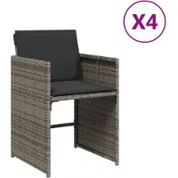 The Living Store Lounge Stoelen - Tuinstoelen - Tuinstoelen 4 st met kussens poly rattan grijs - Buitendecoratie - Outdoor Furniture - Patioset