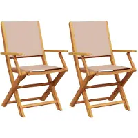 The Living Store : Tuinstoelen, 2 stuks, taupe kleur, massief acaciahout en stof