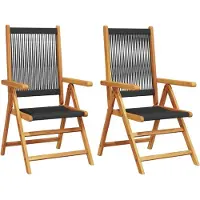 The Living Store Acacia Hout - Tuinstoelen - Tuinstoelen 2 st massief acaciahout en polypropeen zwart - Outdoor Meubels - Lounge Stoel - Balkon Meubel