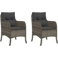 The Living Store Lounge Stoelen - Tuinstoelen - Tuinstoelen 2 st met kussens poly rattan grijs - Buitentools - Tuinset - Outdoor Furniture