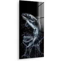 MuchoWow Glasschilderij 20x40 cm - Schilderij acrylglas - Vis - Koi - Zwart - Water - Foto op glas - Muurdecoratie woonkamer - Wanddecoratie slaapkamer - Schilderijen