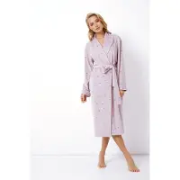 Aruelle Paarse Dames Badjas Izzie-Fluweelzacht met Hartjesmotief-Satijnen Details-Maat L