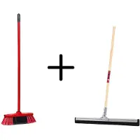 Synx Store Synx Tools Binnenbezem Rood + Vloertrekker 35cm met Steel 120cm - Kamerveger – Vloerreiniger – Moppen - Zachte bezem met steel 130cm