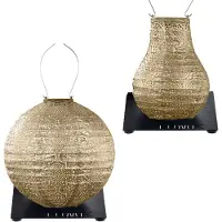 Lumiz Solar Buitenlampionnen Monterosso Set - Bulb lampion - Rond lampion inclusief 2 metalen platen - Goud