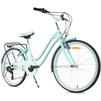 Sun baby Heart Bike Kinderfiets 24 inch meisjes van 8 tot 12 jaar, Mint, Fiets voor een meisje met 7 versnellingen, bagagedrager, metalen spatborden, V-brake, kettingkast