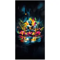 PosterMonkey Poster 20x40 cm - Kaarsen - Bloemen - Buddha - Water - Posters - Kamer decoratie - Wanddecoratie woonkamer - Muurdecoratie slaapkamer