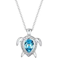 Elli - Halsketting - Dames zeeschildpad met kristal in 925 sterling zilver - Dames