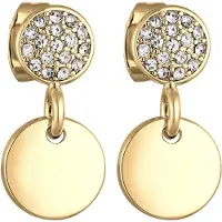 Elli - Oorbellen - Dames Oor Hanger Plaatje Hanger Rond Elegant Zilverkleurig met Kristallen - Dames