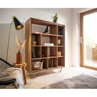 DELIFE Boekenkast Stonegrace 120x150 acacia natuur 12 vakken steen fineer V-poot
