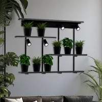 Luminex Wandlamp Shelf, dimbaar, zwart, Woon-/ Eetkamer, Hout, Modern, Wandlamp hout