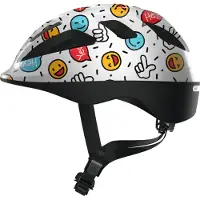 ABUS Fietshelm SMOOTY 2.0 white smiley M - 50-55 cm - wit - Geschikt voor gebruik op kinderfietsen - 220 g