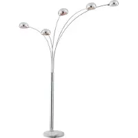 Globo Lighting Vloerlamp chroom 5-lichts koepelkappen Globo Seymour