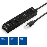 ACT USB Hub 7 poorten – Aan/uit schakelaar – Laptop en PC - AC6215