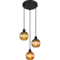 Globo Lighting hanglamp, metaal, mat zwart, 3x E27