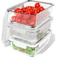 Classbach Vershoudpotten van glas met deksel | 3-delige set | Geschikt voor magnetron, vaatwasser, vriezer en oven | Glazen maaltijdverpakkingen | C-FHD 4020 G