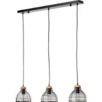 Brilliant Hanglamp Avia 3-lichts zwart met houtbruin