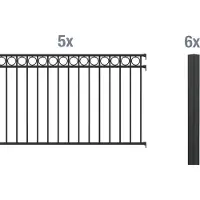 Alberts Metalen hek Circle Hoogte: 100 en 120 cm, totale lengte: 10 m, voor plaatsing in beton (set)