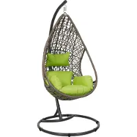 Greemotion Hangstoel voor binnen en buiten, model Kuba, met frame in bruin/groen, inclusief kussen