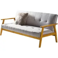 SalesFever slaapbank geweven stof massief houten frame 190x85x81 cm