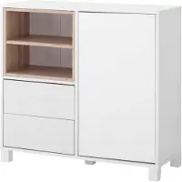 DOMUS Paco-Commode - 1-deur 2-laden - Wit Eikenlook