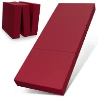 ELONEO Opvouwbaar Matras - 3-Delig Vouwmatras, Extra Dik 15 cm Schuim, Wasbaar en Draagbaar Logeermatras voor Volwassenen, Eenpersoonsbed (Rood, 75 x 195 x 15 cm)