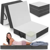 ELONEO Visco-Elastisch Schuim Opvouwbaar Matras - 75x200 cm, 15 cm Extra Dikke Vouwmatras, Wasbare Hoes, Multifunctioneel Logeerbed, Reismatras, Logeermatras, Opvouwbaar Bed, Poef, Zitje en Futon