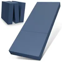 ELONEO Opvouwbaar Matras - 3-Delig Vouwmatras, Extra Dik 15 cm Schuim, Wasbaar en Draagbaar Logeermatras voor Volwassenen, Eenpersoonsbed (Blauw, 75 x 195 x 15 cm)