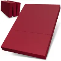 ELONEO Opvouwbaar Matras - 3-Delig Vouwmatras, Extra Dik 15 cm Schuim, Wasbaar en Draagbaar Logeermatras voor Volwassenen, Tweepersoonsbed (Rood, 140 x 195 x 15 cm)