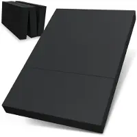 ELONEO Opvouwbaar Matras - 3-Delig Vouwmatras, Extra Dik 15 cm Schuim, Wasbaar en Draagbaar Logeermatras voor Volwassenen, Tweepersoonsbed (Zwart, 160 x 195 x 15 cm)