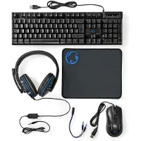 Nedis Gaming Combo Kit | 5-in-1 | Toetsenbord, Koptelefoon, Muis en Muismat | Zwart | QWERTY | US Internationaal - GCK51110BKUS