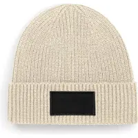 Beechfield Trendy muts met patch B442R - Oatmeal / Black - One size