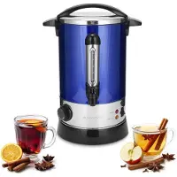 Navaris Glühweinwarmer en heetwaterdispenser van roestvrij staal - 6,8 liter - met thermostaat, vulniveau-indicator en tappenkraan - Glühwein- en warme drankautomaten, blauw