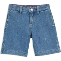 HUGO Relaxed-fit kindershort van denim met stud-strepen
