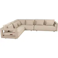 4 Seasons Outdoor Metropolitan modulaire hoek loungeset links 3 delig latte
