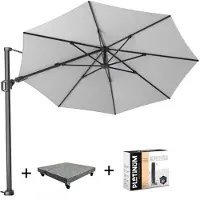 Platinum Challenger T2 zweefparasol 350 cm rond wit met 90KG voet en hoes
