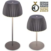 B.K.Licht BRILONER Champ - Oplaadbare Tafellamp - snoerloze lamp - met touch dimbaar - voor binnen en buiten - german design award winner 2025 - antraciet - Ø14,5 x 36,5 cm