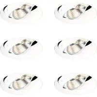 QAZQA Set van 6 Moderne inbouwspot wit GU10 AR111 rond trimless - Oneon