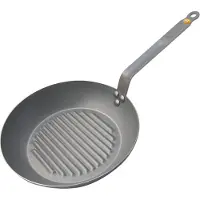 De Buyer Mineral B Grillpan 32 cm – Ronde Grillpan – Plaatstaal – PFAS-vrij – Geschikt voor Inductie – Made in France