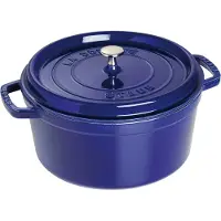 Staub ronde braadpan van gietijzer, drie lagen emaille 6,7 l donkerblauw