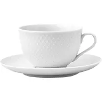 Lyngby Porcelæn Rhombe theekop met schotel 24 cl Wit
