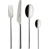 Villeroy & Boch Ella Bestekcassette 24-delig – Roestvrij staal met vergulde details – Gesatineerd zilver/goud – Lengte messen 23 cm, vorken 20 cm, lepels 20 cm, koffielepels 14 cm