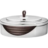 Georg Jensen Manhattan glasonderzetters 4-pack Bruin leer
