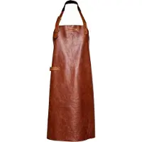 Xapron Leren Schort met Nekband 'Cognac New York' L - 82cm