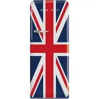 Smeg Koelkast Retro Vrijstaande ijskast Koelkast, Jaren 50, Enkeldeurs, Vrijstaand , Positie scharnier: Rechts, Gedecoreerd/ Speciaal, Union Jack