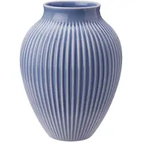 Knabstrup Keramik Knabstrup vaas geribbeld 20 cm Lavendelblauw